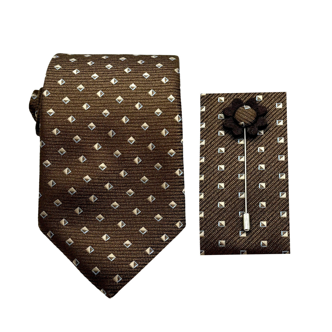 James Adelin Luxury Small Square 7.5cm Width Tie/Pocket Square/Lapel Pin Combo Set