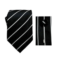 James Adelin Luxury Stripe 7.5cm Width Tie/Pocket Square/Lapel Pin Combo Set