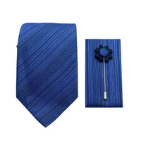 James Adelin Luxury Textured Subtle Diagonal Striped 7.5cm Width Tie/Pocket Square/Lapel Pin Combo Set