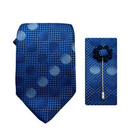 James Adelin Luxury Geometric Spotted 7.5cm Width Tie/Pocket Square/Lapel Pin Combo Set
