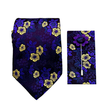 James Adelin Luxury Lush Floral 7.5cm Width Tie/Pocket Square/Lapel Pin Combo Set