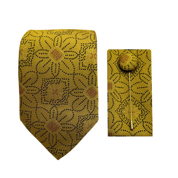 James Adelin Luxury Pin Dot Floral 7.5cm Width Tie/Pocket Square/Lapel Pin Combo Set