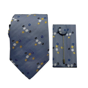 James Adelin Luxury Small Floral Chain 7.5cm Width Tie/Pocket Square/Lapel Pin Combo Set