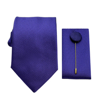 James Adelin Luxury Textured Weave 7.5cm Width Tie/Pocket Square/Lapel Pin Combo Set in Purple