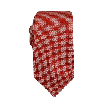 James Adelin Luxury Oxford Weave 6.5cm Tie in Terracotta