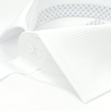 Maitre Chemise Long Sleeve White Diamond Weave Shirt