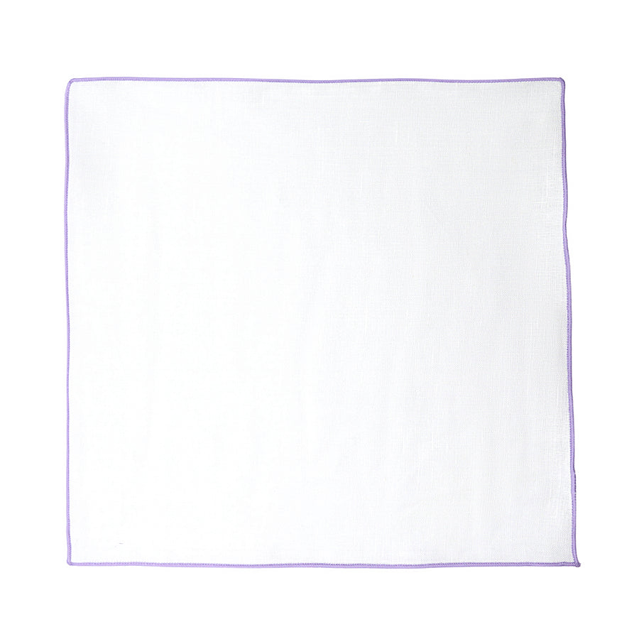 James Adelin Luxury Lilac Coloured Border Pure Linen Weave Pocket Square
