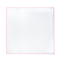 James Adelin Luxury Soft Pink Coloured Border Pure Linen Weave Pocket Square