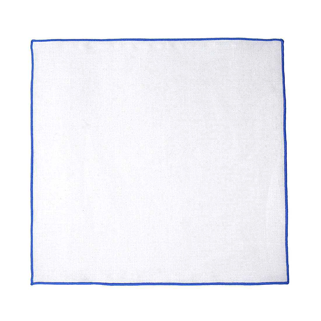 James Adelin Luxury Mid Blue Coloured Border Pure Linen Weave Pocket Square
