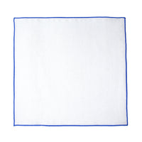 James Adelin Luxury Mid Blue Coloured Border Pure Linen Weave Pocket Square