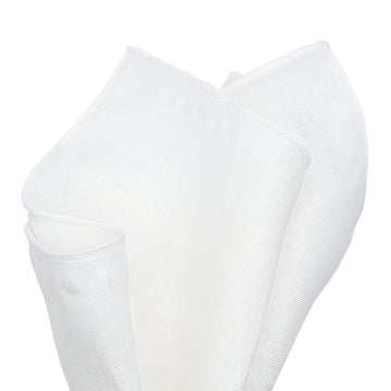 James Adelin Luxury White Pure Linen Weave Pocket Square