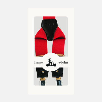 James Adelin Mens Suspenders in Red Simple Texture