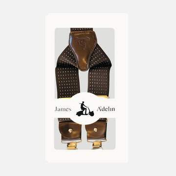 James Adelin Mens Suspenders in Chocolate Small Dot