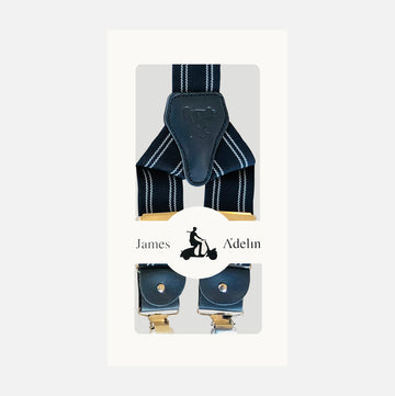 James Adelin Mens Suspenders in Navy Dual Stripe