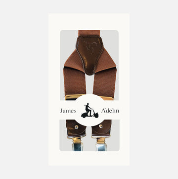 James Adelin Mens Suspenders in Coffee Simple Texture