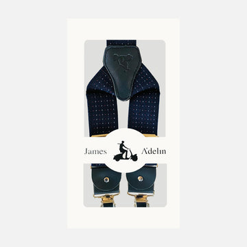 James Adelin Mens Suspenders in Navy Micro Dot