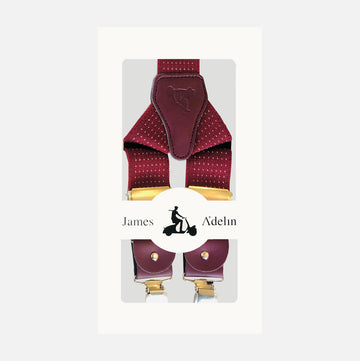 James Adelin Mens Suspenders in Burgundy Micro Dot