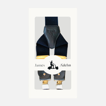 James Adelin Mens Suspenders in Navy Simple Texture