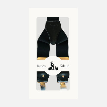 James Adelin Mens Suspenders in Black Simple Texture