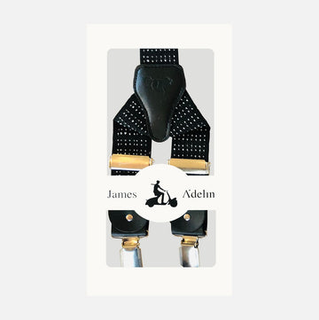 James Adelin Mens Suspenders in Black Small Dot