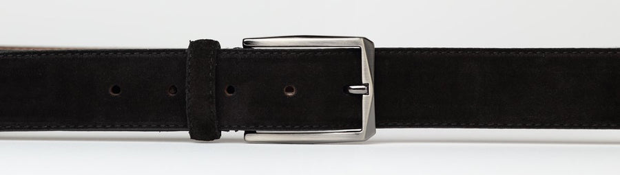 mens black suede leather belt 
