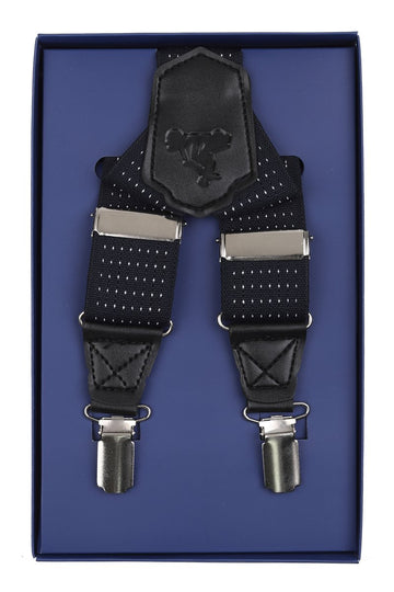 James Adelin Men's Suspenders in Navy with White Spot Design