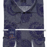 mens long sleeve printed paisley italian shirt in blue