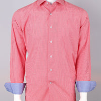 long sleeve mens gingham check shirt in red