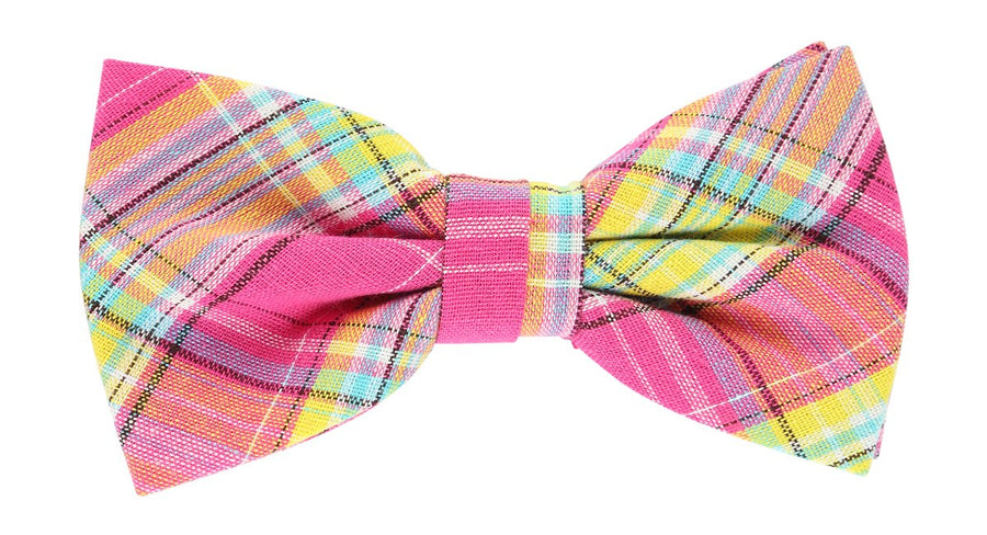James Adelin Pocket Square, Flower and Bow Tie Combo in Pink Check