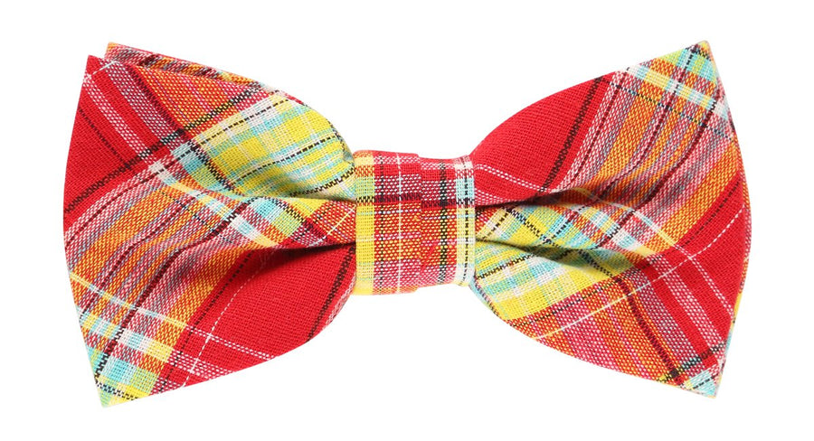 James Adelin Pocket Square, Flower and Bow Tie Combo in Red Check