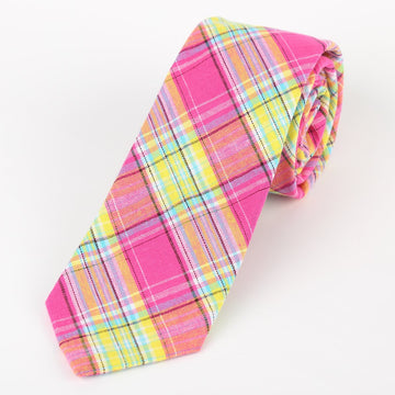 James Adelin Mens Cotton Neck Tie in Pink and Gold