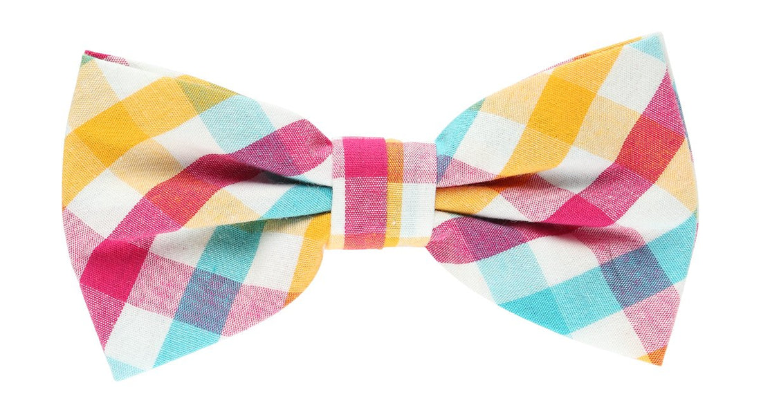 James Adelin Pocket Square, Flower and Bow Tie Combo in Turquoise Check