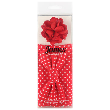 James Adelin Pocket Square, Flower and Bow Tie Combo in Red and White Polka Dot