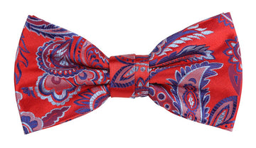 James Adelin Floral Bow Tie in Red, Blue and Silver