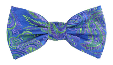 James Adelin Floral Bow Tie in Royal, Purple and Lime