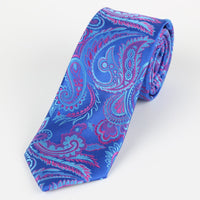 James Adelin Luxury Paisley Neck Tie in Royal, Sky and Pink