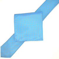 James Adelin Luxury Mini Spot Neck Tie in Turquoise and White