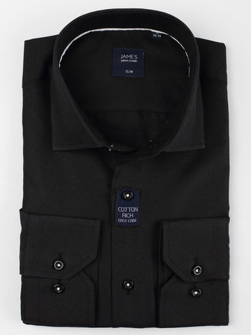 mens long sleeve black woven cotton shirt by james adelin