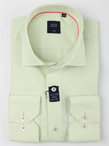 long sleeve mens shirt in a lime cotton weave