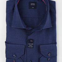 James Adelin cotton mens shirt in navy blue