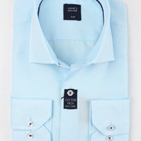James Adelin Long Sleeve Shirt in Turquoise Textured Weave