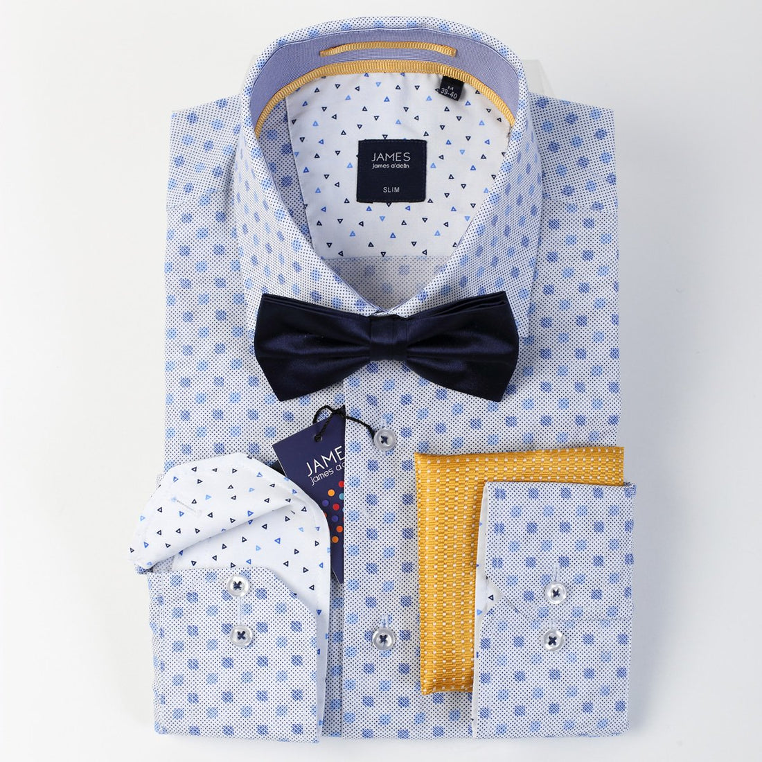 James Adelin Long Sleeve Business Shirt with Geometric Print