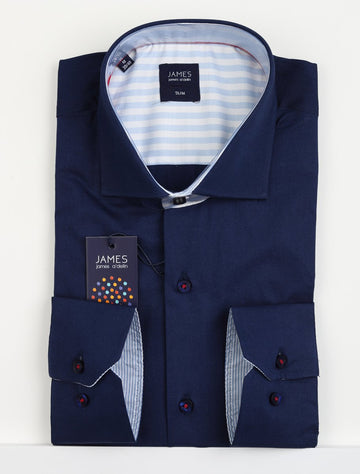 James Adelin Mens Long Sleeve Shirt in Navy and Sky