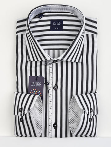 a black and white striped shirt by james adelin mens shirts