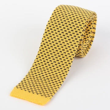 James Adelin Mens Knitted Tie in Gold Geometric
