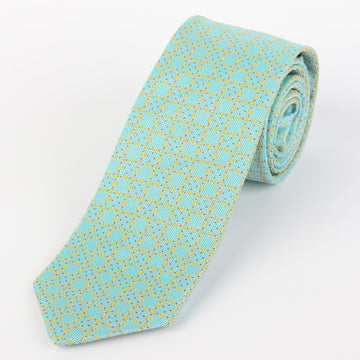 JACQUES MONCLEEF Mens Italian Textured Check Silk Neck Tie in Soft Green