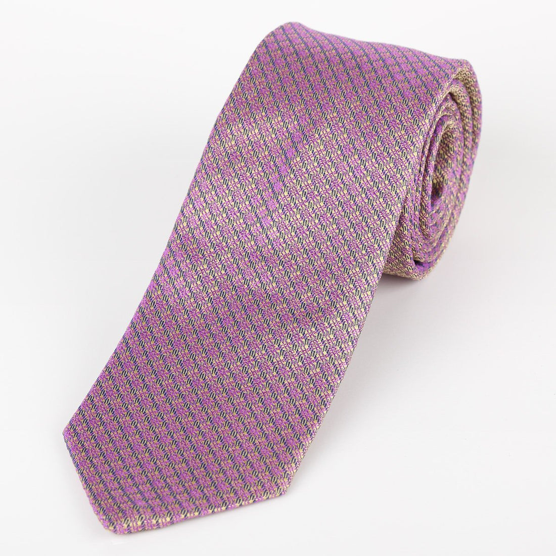 JACQUES MONCLEEF Mens Italian Silk Neck Tie in Beige and Purple Textured Weave