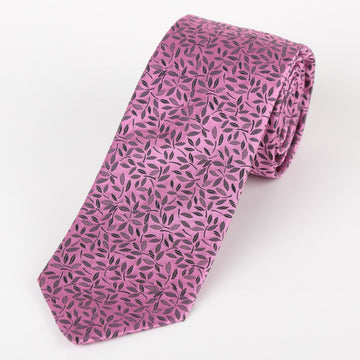 James Adelin Mens Floral Italian Silk Tie in Pink and Grey