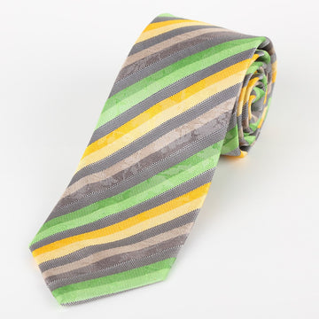 James Adelin Italian Silk Neck Tie in Green, Silver and Gold