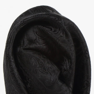 James Adelin ﻿﻿Paisley Pure Silk Pocket Square in Black